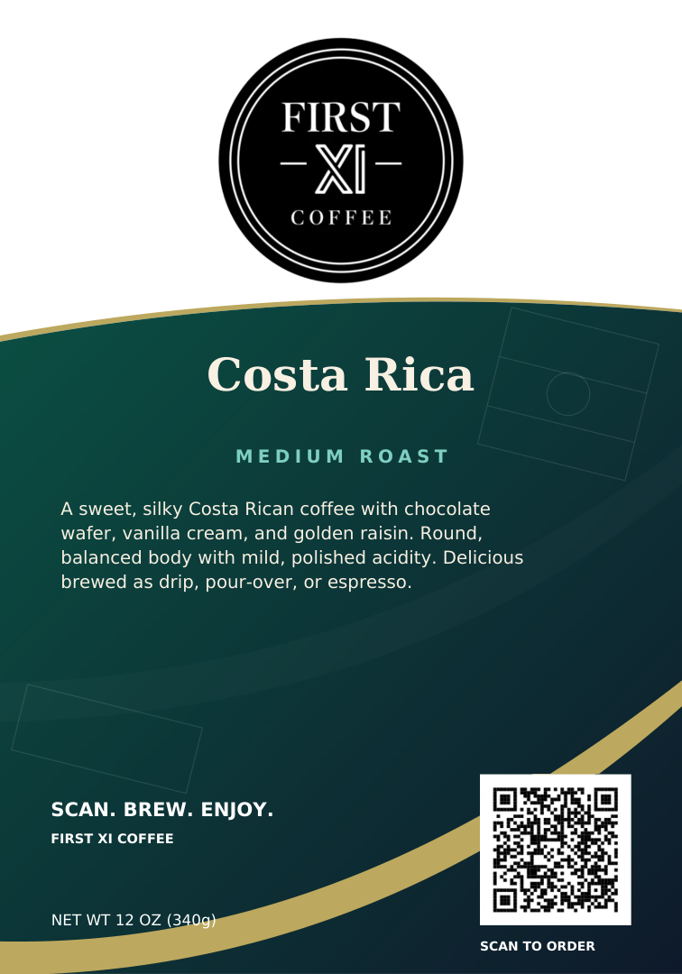 Costa Rica label — one of five choices for your three-bag bundle.